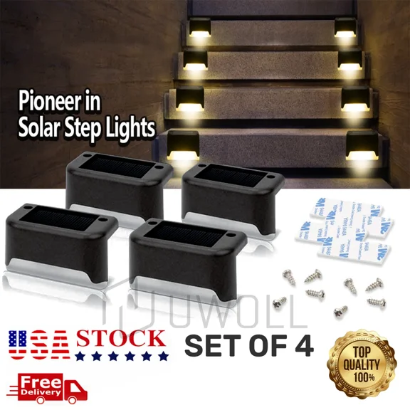 PURELY- 4 Solar Light Led Bright Deck Outdoor Garden Patio Railing Decks Path Lighting