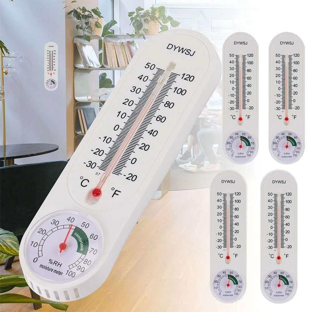 PURELY- 4Pcs Wall Thermometer Indoor Outdoor Yard Garden Greenhouse Home Humidity Meter