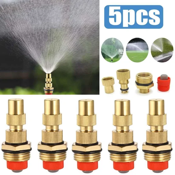 PURELY- 5Pcs 1/2-Inch Adjustable Spray Nozzle Atomizing Lawn Misting Sprinkler Gardening