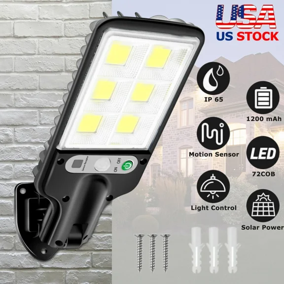 PURELY- 600W Led Solar Wall Light Motion Sensor Outdoor Garden Security Street Lamp Usa