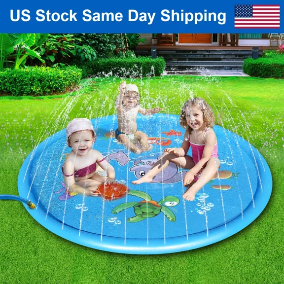 PURELY- 68 Inch Sprinkler Splash Pad Kids Toddlers Water Spray Play Mat Garden Water Toy