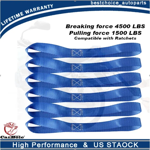 PURELY- 6Pack Soft Loop Tie Down Straps 4500Lbs Motorcycle Dirt Bike Garden Equipment