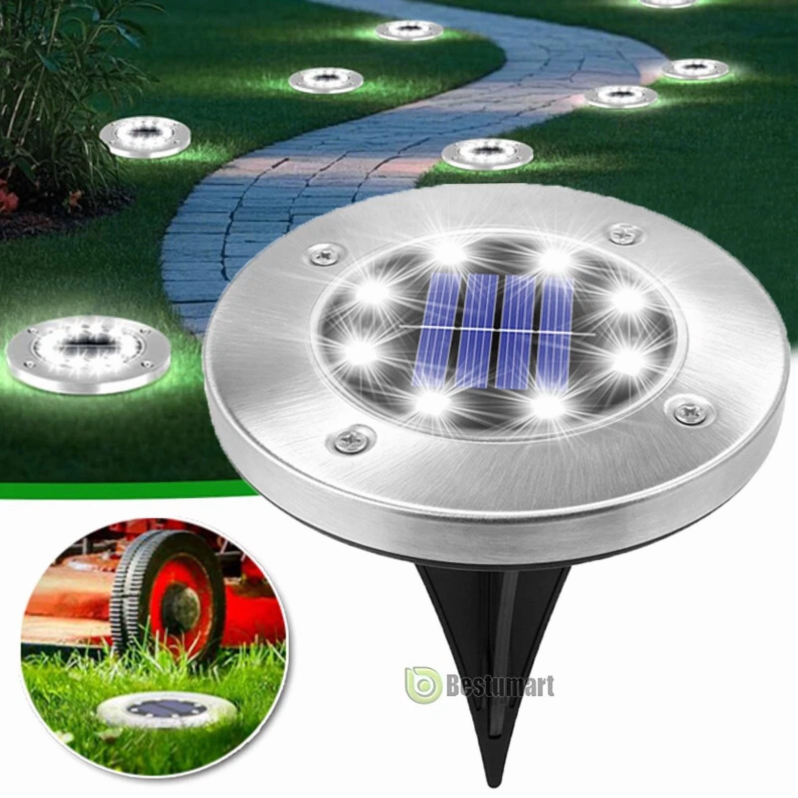 PURELY- 8Leds Solar In Ground Lights Outdoor Garden In Grond Light Waterproof Pure White