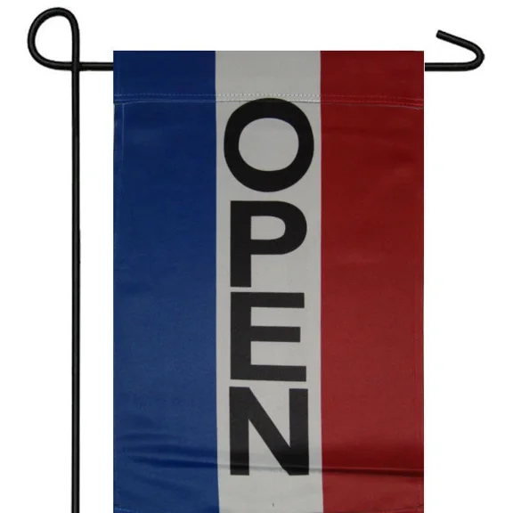 PURELY- Advertising Vertical Open Rwb Garden Banner/Flag 12"X18" Sleeved Poly