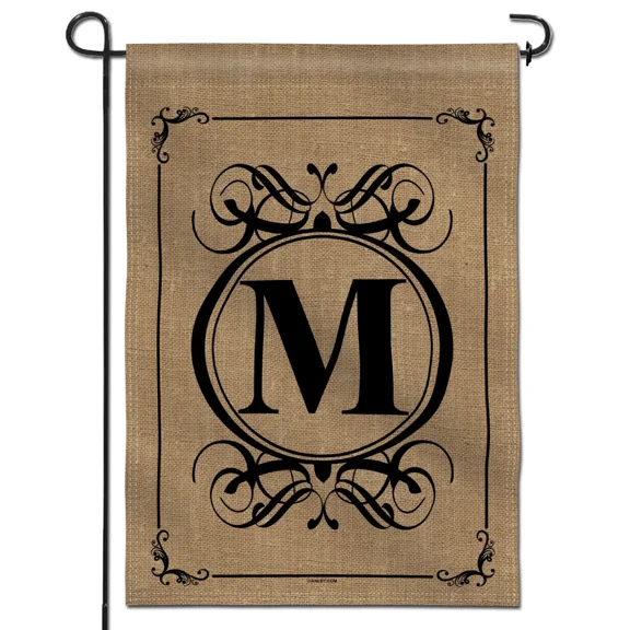 PURELY- Anley Classic Monogram Letter M Garden Flag - Family Last Name Initial Yard Flag