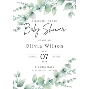 PURELY- Baby Shower Printable Invitations / Personalized Baby Shower Invitations