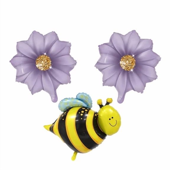 PURELY- Bee And Purple Flower Balloon Set For Garden Or Nature-Themed Party Decorations