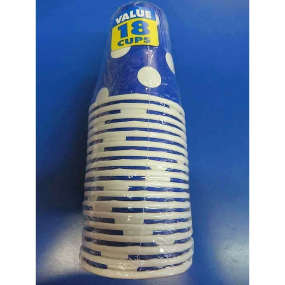 PURELY- Blue Polka Dot Solid Color Summer Garden Bright Birthday Party 9 Oz. Paper Cups