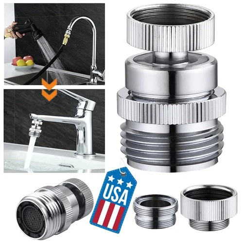 PURELY- Brass Sink Faucet 3/4" To Garden Hose Adapter Swivel Adapter + Aerator Kit ~2025