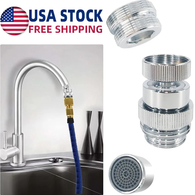 PURELY- Brass Sink Faucet 3/4" To Garden Hose Adapter Swivel Adapter + Aerator Kit