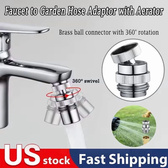 PURELY- Brass Sink Faucet 3/4" To Garden Hose Adapter Swivel Adapter + Aerator Kit