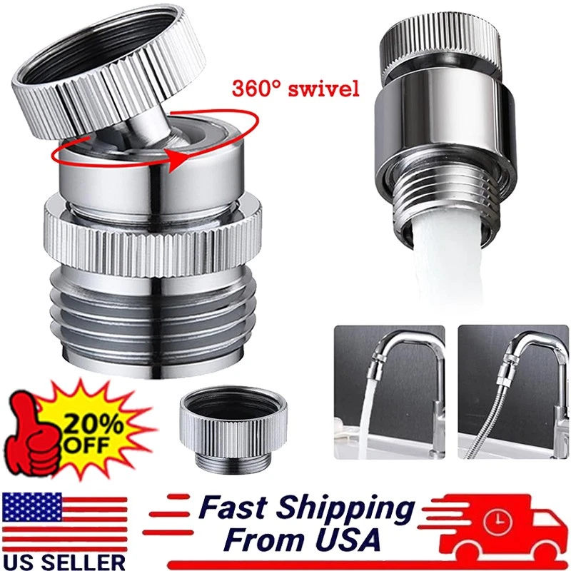 PURELY- Brass Sink Faucet 3/4" To Garden Hose Adapter Swivel Adapter + Aerator Kit