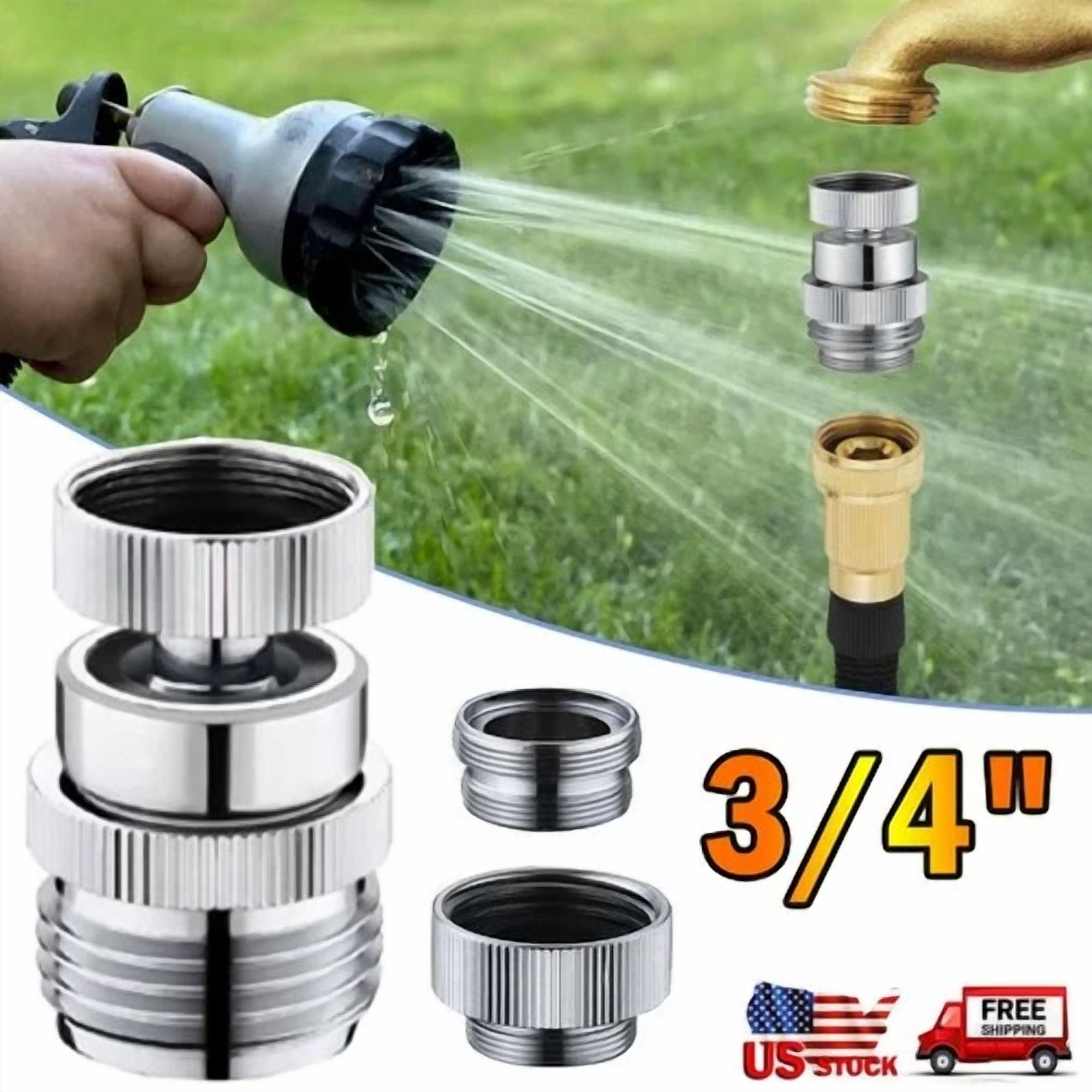 PURELY- Brass Sink Faucet 3/4" To Garden Hose Adapter Swivel Adapter With Aerator Kit Us
