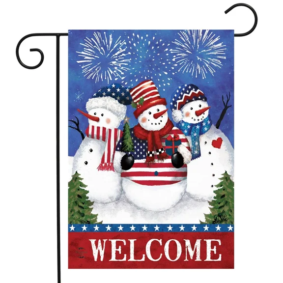 PURELY- Briarwood Lane American Snowmen Winter Garden Flag