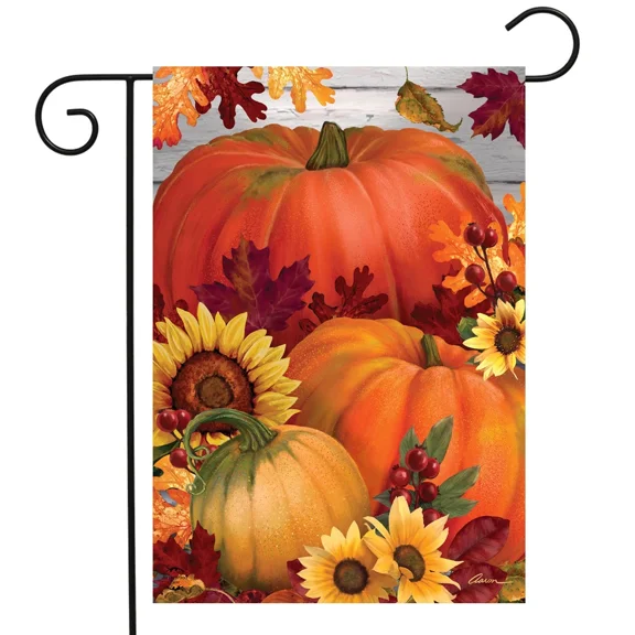PURELY- Briarwood Lane Autumn Pumpkin Trio Garden Flag
