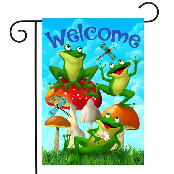 PURELY- Briarwood Lane Happy Frogs Summer Garden Flag