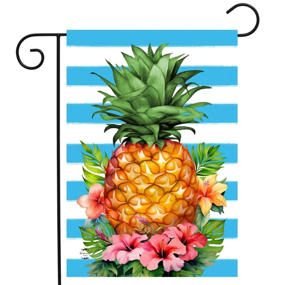 PURELY- Briarwood Lane Pineapple And Stripes Garden Flag