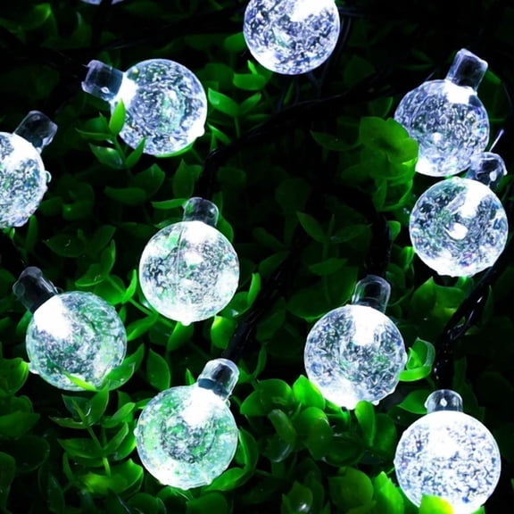 PURELY- Bubble White String Lights 30 Led Solar Panel For Garden, Lawn, Patio