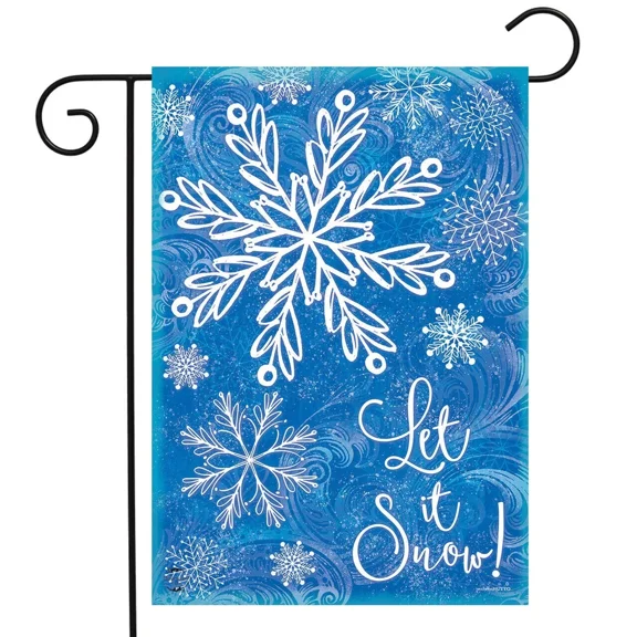 PURELY- Fm262 Winter Let It Snow Snowflakes 12.5"X18" Garden Flag Banner