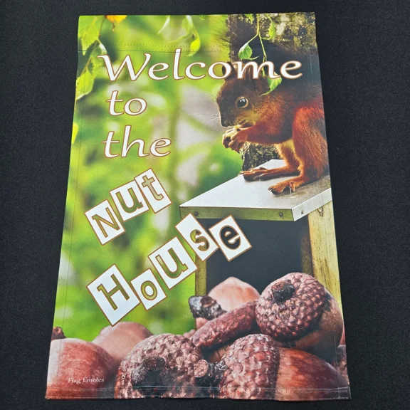 PURELY- Funny Garden Flag Welcome To The Nut House Squirrel Double Sided Yard Banner