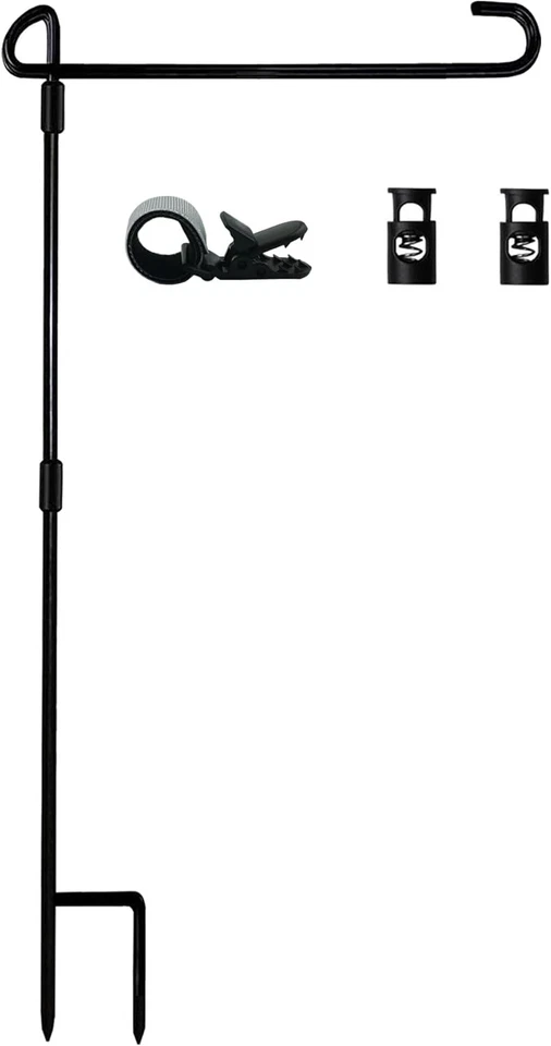 PURELY- Garden Flag Stand Holder With Anti Wind Clip And Stoppers For 14 Inch Flags