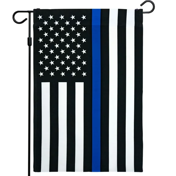 PURELY- Garden Flag Thin Blue Line Police American Usa Flag 12" X 18"