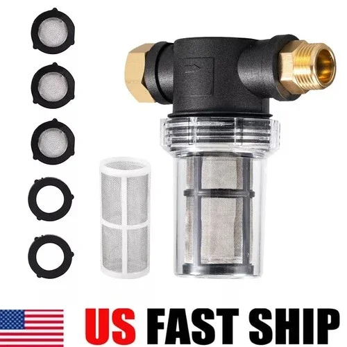 PURELY- Garden Hose Inlet Filter Inline Water Pressure Washer Sediment Filter Usa Stock