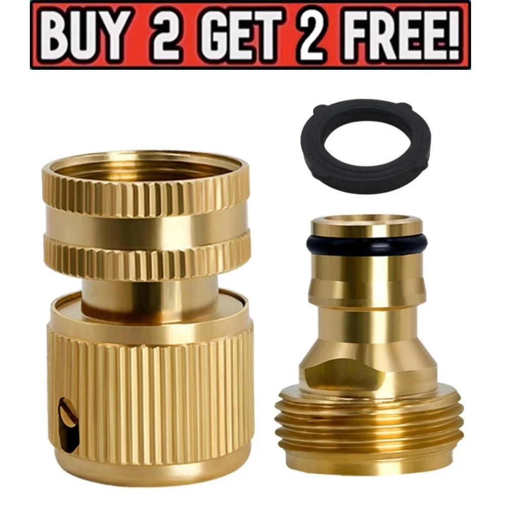 PURELY- Garden Hose Quick Connector. ¾ Inch Ght Solid Brass Easy Connect Fittings