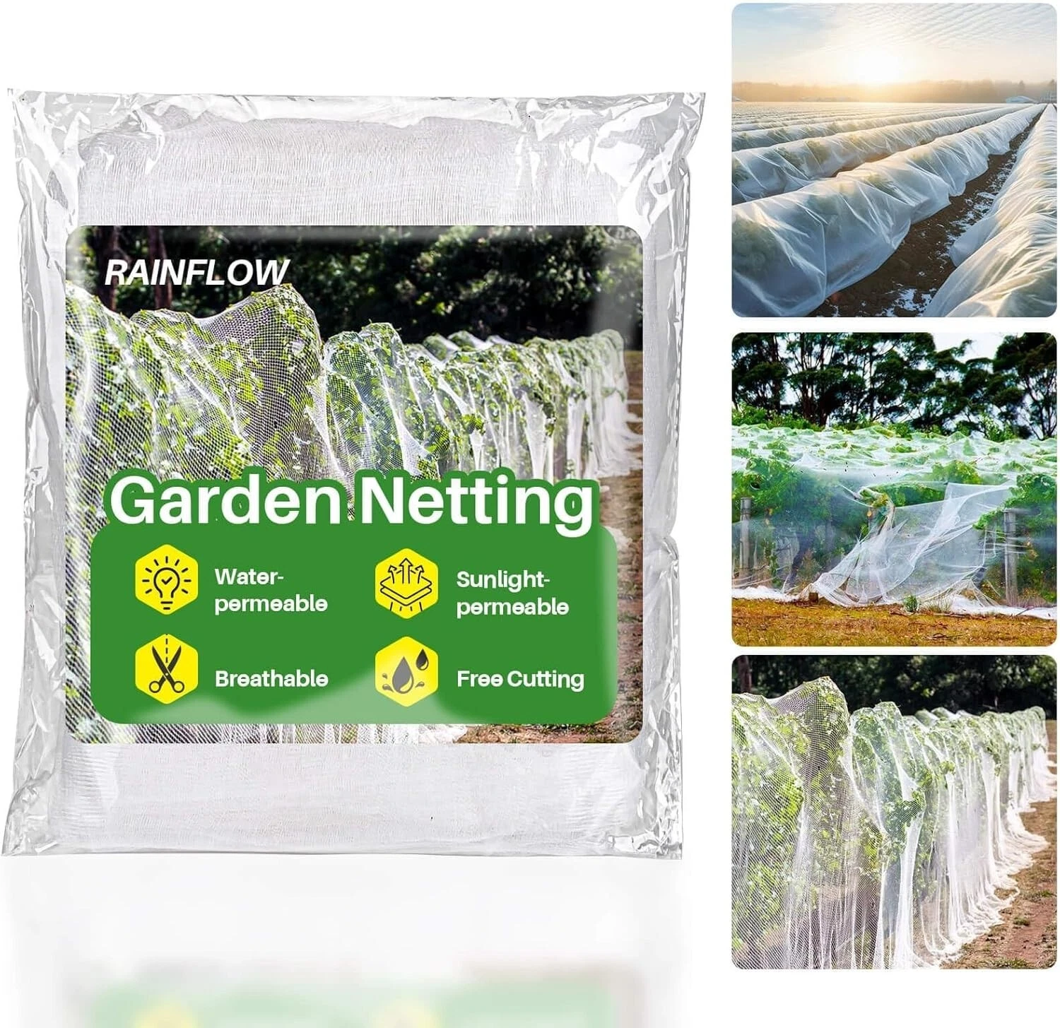 PURELY- Garden Netting Pest Barrier - 10 X 5 Ft Insect Netting For Garden