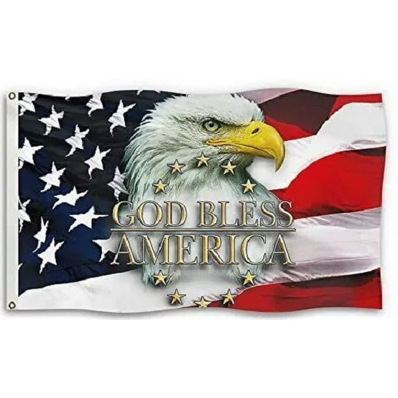 PURELY- God Bless America Us Flag 3X5 Ft Outdoor Polyester Garden Flag Eagle Flags Usa M