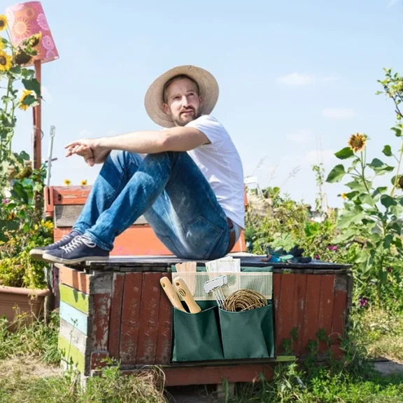 PURELY- (Green) Garden Pouch Foldable Portable Garden Kneeler Bench Kneeling