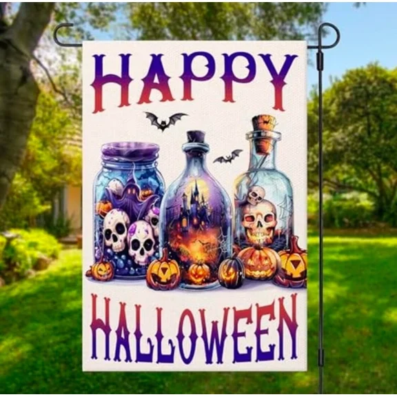 PURELY- Halloween Decoration Outdoor 12"X18" Double Sided Halloween Garden Flag