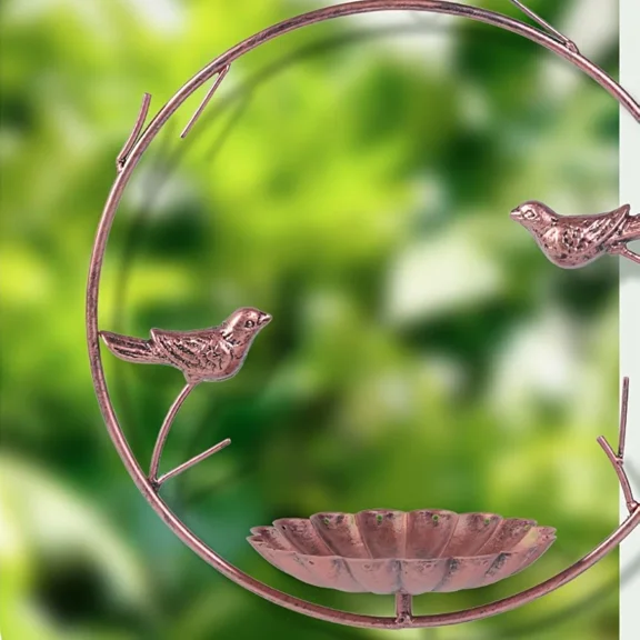 PURELY- Hanging Metal Bird Feeder And Bath Circular Perch For Hummingbirds Garden Decor