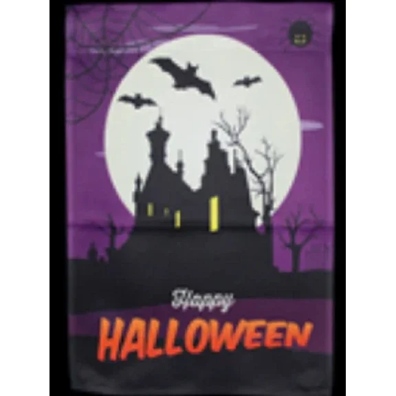 PURELY- Happy Halloween Bats Castle Greetings 12X18In Garden Flag Yard Home Decor Flag