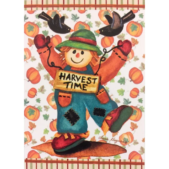 PURELY- Harvest Time Scarecrow Garden Flag 12"X18" Fall Pumpkin Decorative Designer Flag