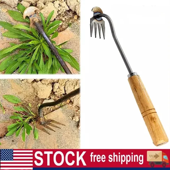 PURELY- Home Garden Weeder Tool Grass Loose Soil Hand Weeding Removal Puller Long Handle