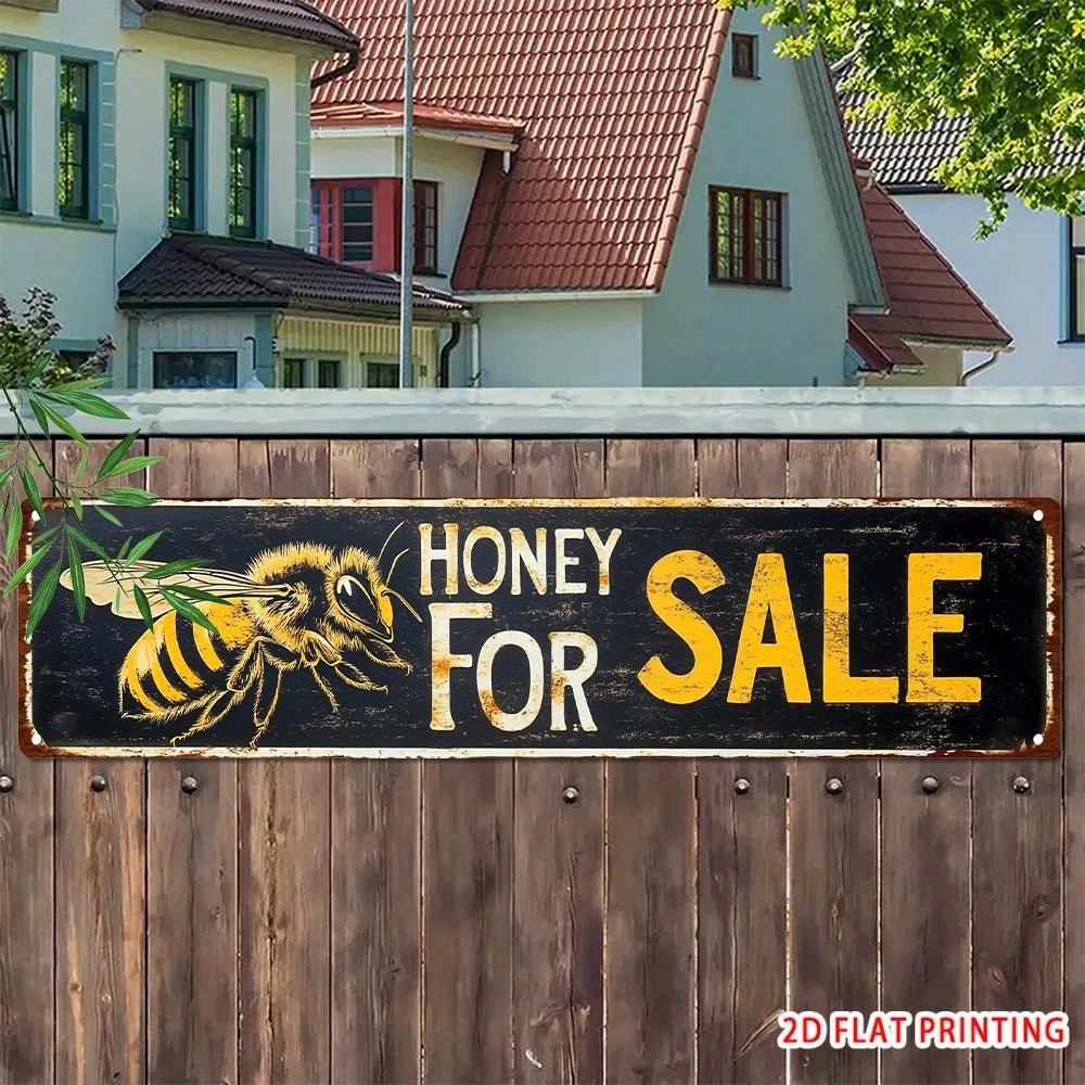 PURELY- Honey For Sale Yard Sign 16X4In Metal Tin Sold Sign For Farm Garden Lawn Outdoor