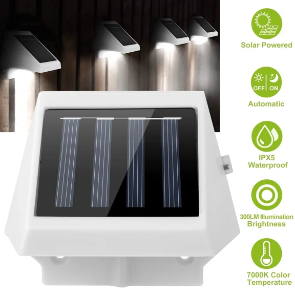PURELY- Led Solar Powered Stair Lights Dusk-To-Dawn Waterproof Garden Pathway Patio Lamp