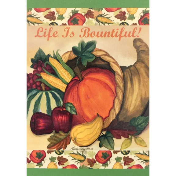 PURELY- Life Is Bountiful Garden Flag 12" X 18" Fall Pumpkin Decorative Designer Flag