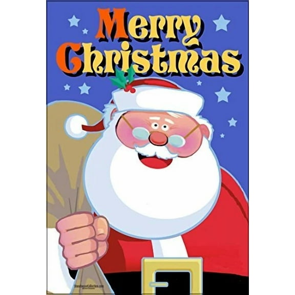 PURELY- Merry Christmas Garden Flag - 12.5" X 18" - Double Sided - Cheery Santa - 56022