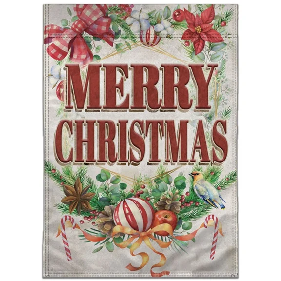 PURELY- Merry Christmas (Holly) 12X18In Garden Flag Holiday Outdoor Yard Home Decor