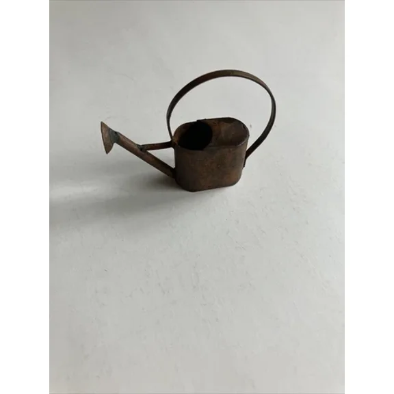 PURELY- Mini Rusty Oval Tin Watering Can Primitive Rust Look 1 3/4 " Fairy Garden Dolls