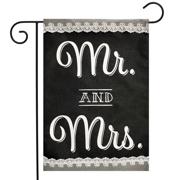 PURELY- Mr. & Mrs. Wedding Burlap Garden Flag Wedding Day Celebration 12.5" X 18"