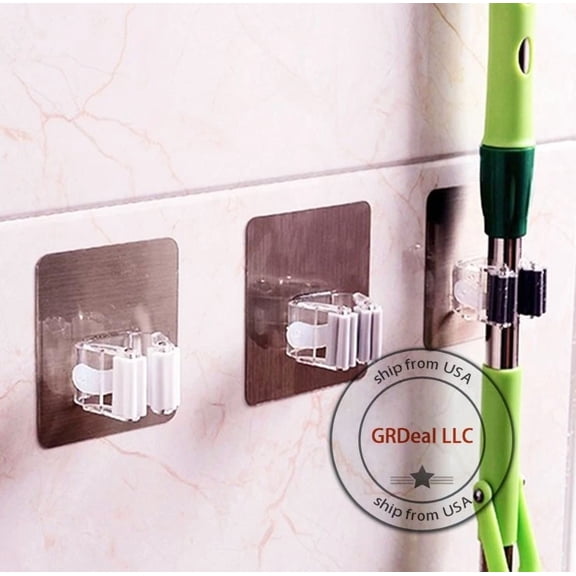 PURELY- Multi-Purpose Garden Kitchen Mop Broom Holder Wall Mounted Support Organizer