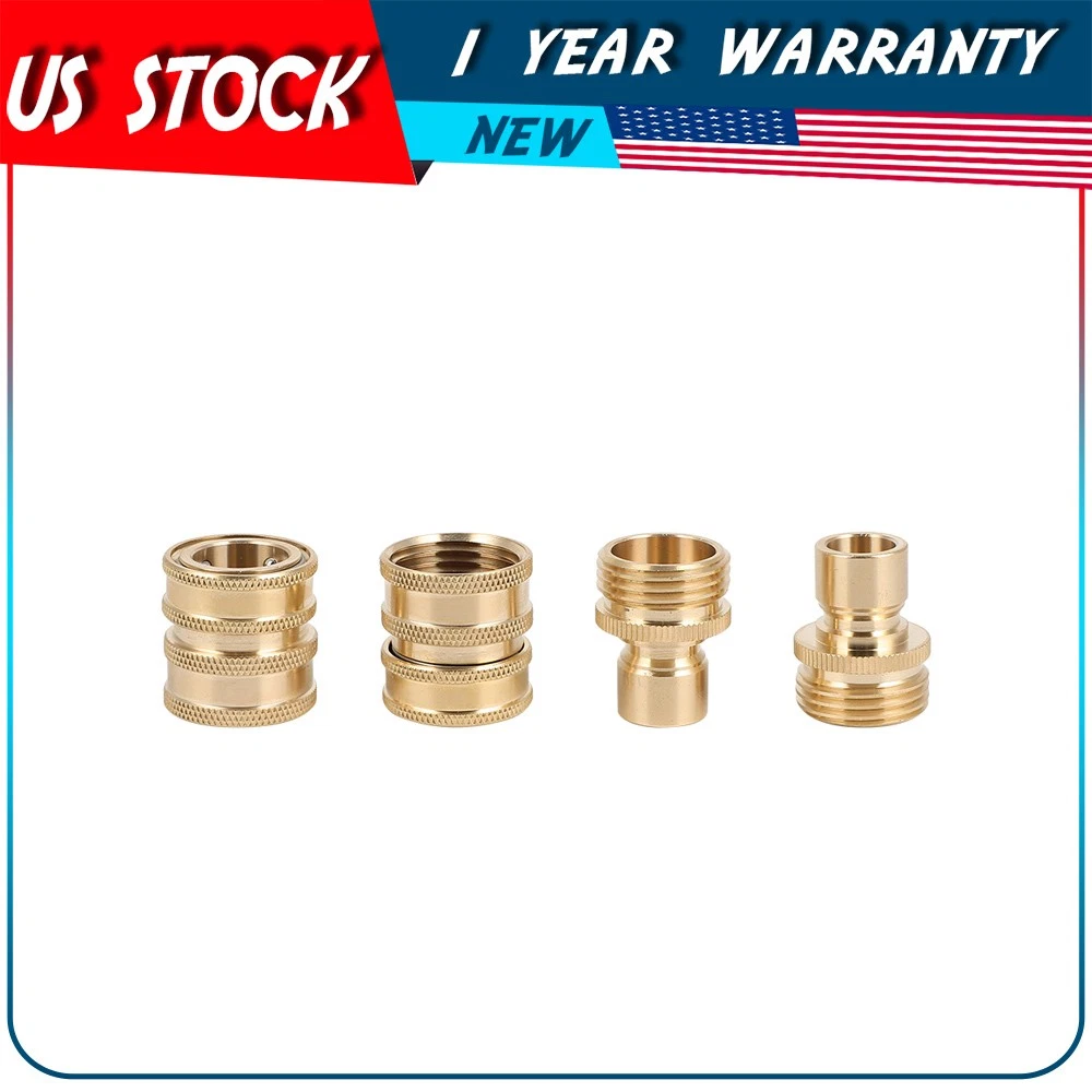 PURELY- New 3/4" Garden Hose Quick Connect Water Solid Brass Female Male Connector Set