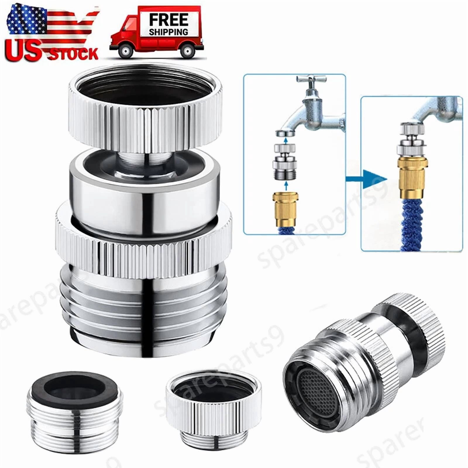 PURELY- New Brass Sink Faucet 3/4" To Garden Hose Adapter Swivel Adapter + Aerator Kit