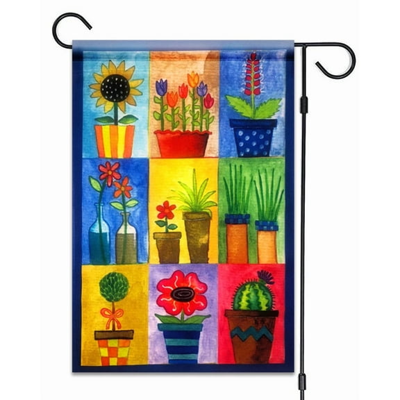 PURELY- New Flower Pots Garden Flag 12"X18" Spring Summer Flowers Decorative Flag
