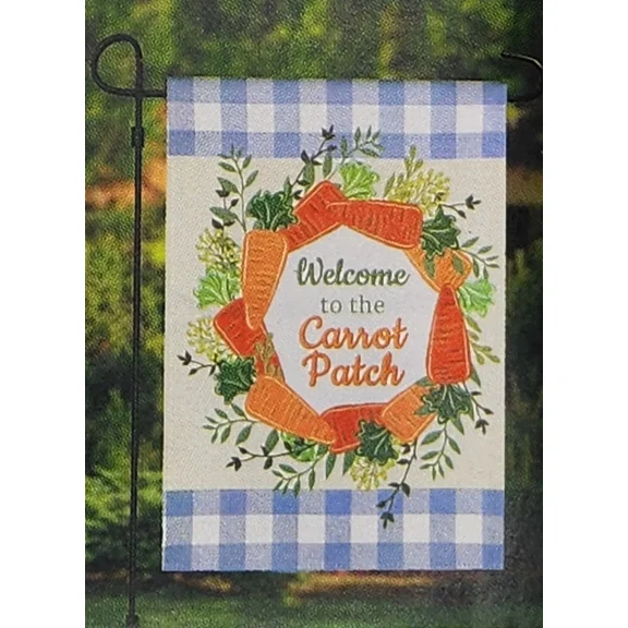 PURELY- New! Garden Flag, 12.5 In X 18 In, Spring Easter, "Welcome To The Carrot Patch"