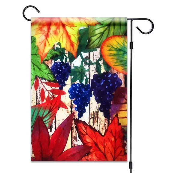 PURELY- New Grapes And Leaves Garden Flag 12"X18" Fall Leaves Decorative Flag