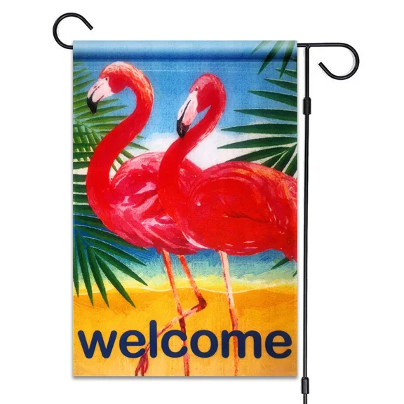 PURELY- New Welcome Flamingos Garden Flag 12"X18" Summer Beach Decorative Flag